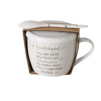 PORZELLANBECHER mit Deckel Bakery Muster 1 600 ml 17/11,5/12,5 cm - Beige, Keramik (0.6L) - Boltze Home