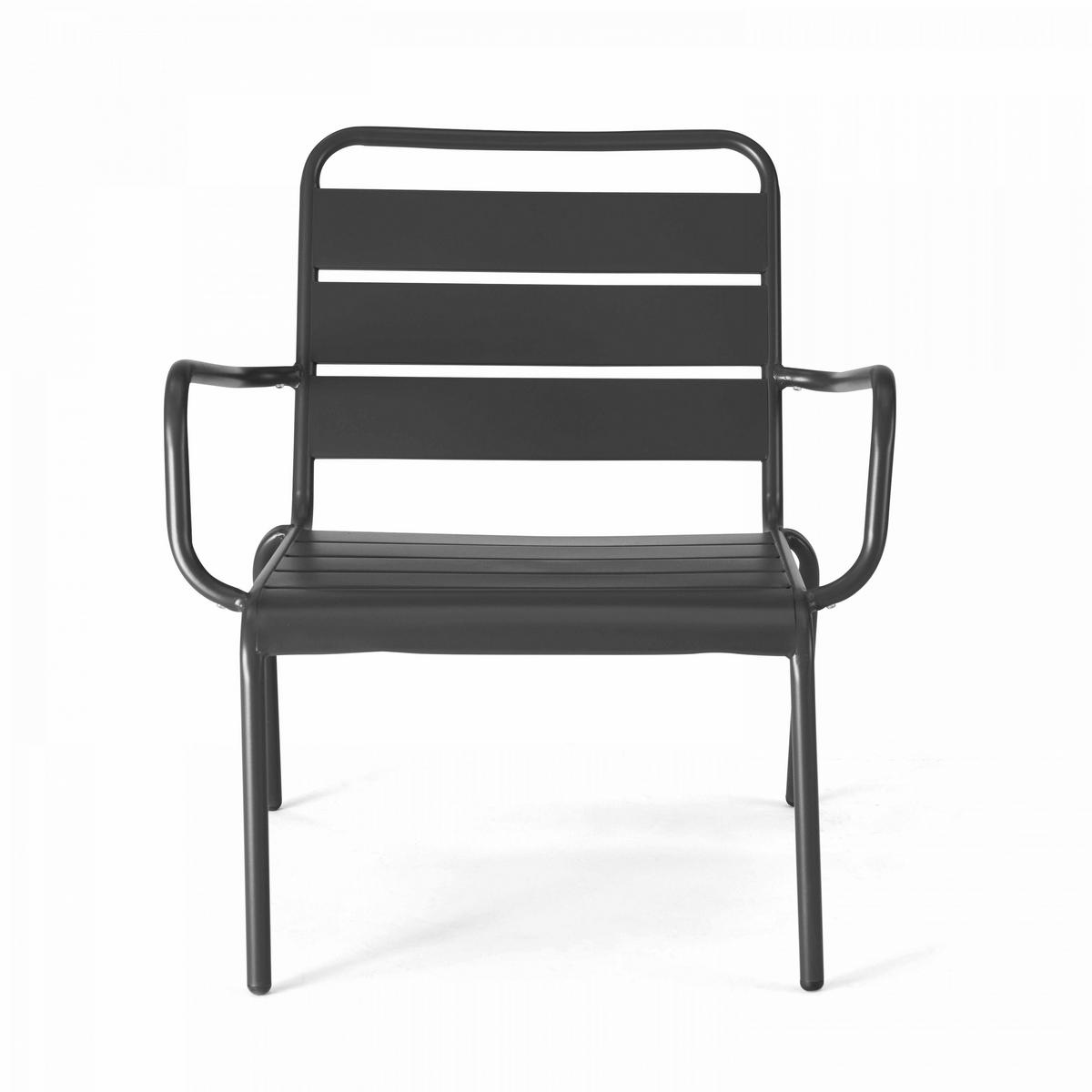 RELAXSESSEL MIT HOCKER 2-tlg., Grau - Grau, Metall (64/72/60cm) - Oviala