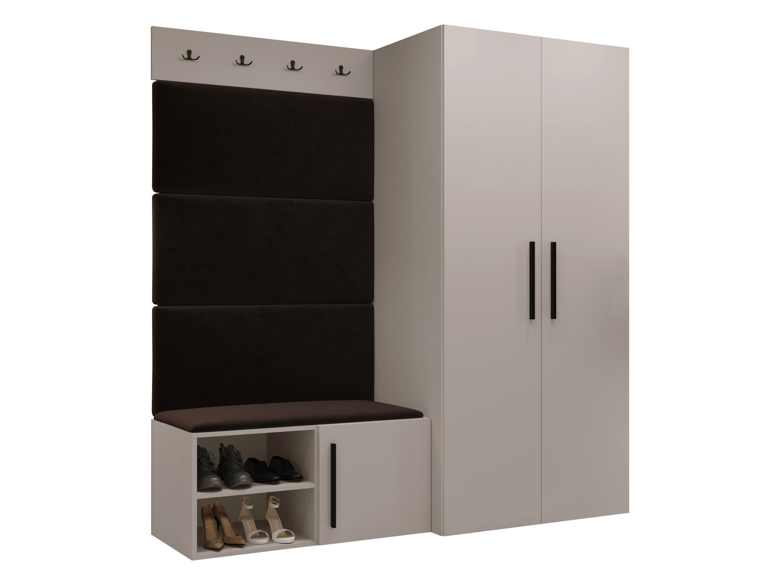 GARDEROBEN-SET Medi I - Kaschmir/Schwarz, Holzwerkstoff/Kunststoff (80/191/50cm) - MIRJAN24