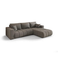 ECKSOFA mit schlaffunktion und bettkasten MILO PREMIUM, stoff WIND, Stahl, Rechts - Grau, Holz (280/190cm) - Kaiser Möbel