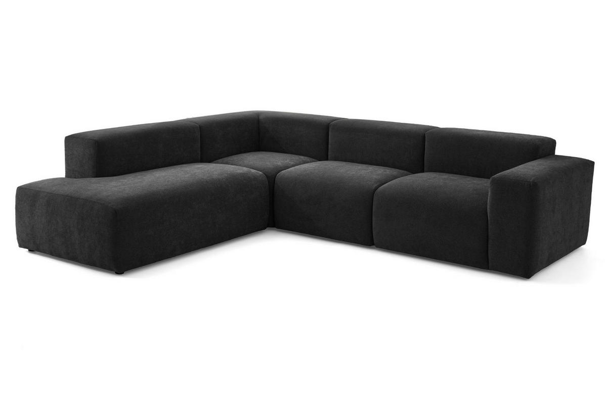 4-SITZER modulares Ecksofa HEAVEN SET 2 Links, Breite 300 cm Webstoff Schwarz - Schwarz, Holz/Kunststoff (300/245cm) - Muffo