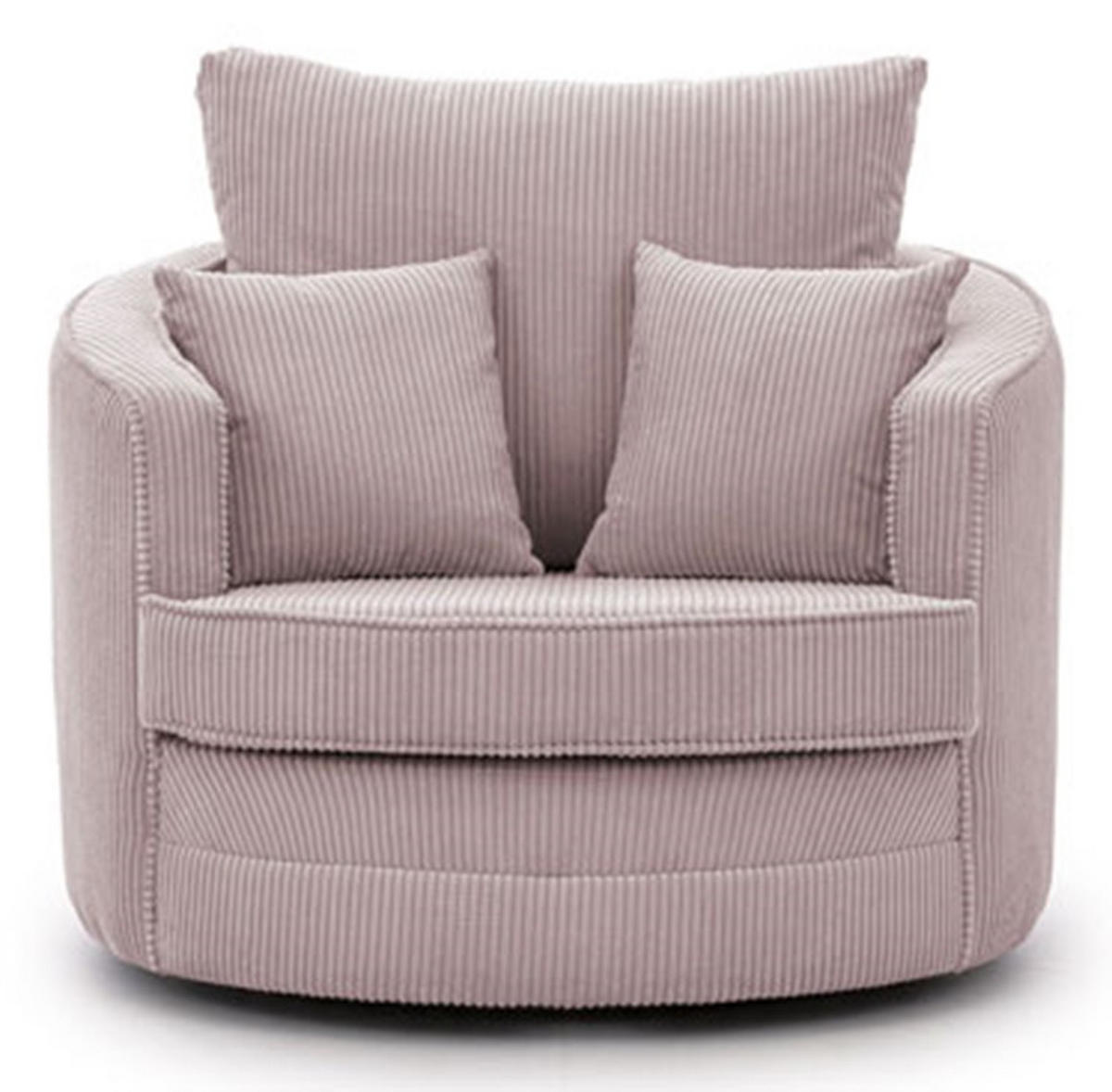 DREHSESSEL Ted aus Puderrosa Cord-Stoff - Pink/Schwarz, Holz/Textil (107/94/100cm) - S-Style Möbel