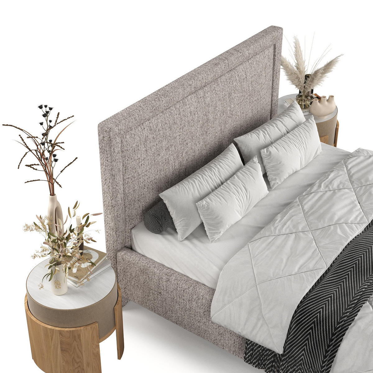 POLSTERBETT Vega 160/200 cm Beige im Neve Stoff - Beige/Naturfarben, Holz/Holzwerkstoff (160/200cm) - AltaBeds