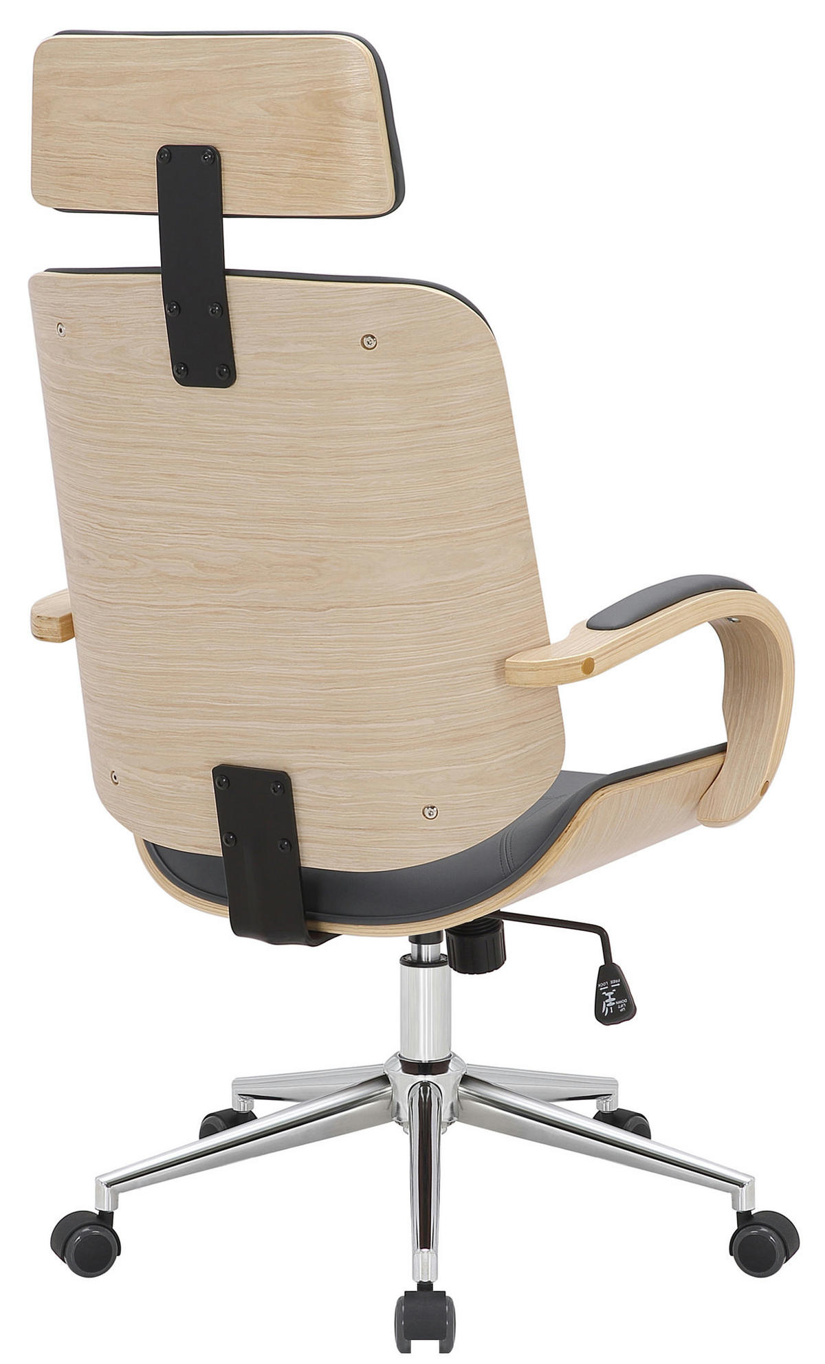 BÜROSTUHL KINGO 118x70x70 Natur/Grau Kunstleder - Hellbraun/Grau, Leder/Metall (70/118/70cm) - DELUKE