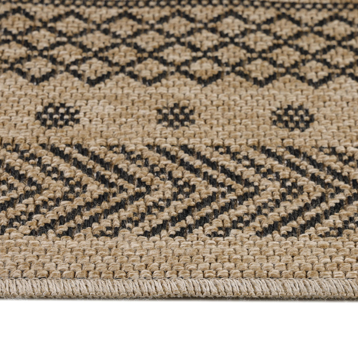 TEPPICH Outdoor Flachgewebe Vintage Polypropylen Terrasse Schwarz Rechteckig 120x170 - Schwarz, Textil (120/170cm) - KADIMA DESIGN