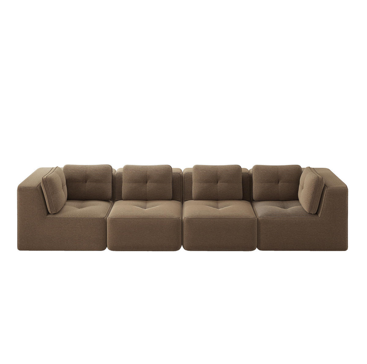 ECKSOFA 386/104/69 cm braun aus Cord mit modularem Design, ohne Aufbau und rutschfestem Stand - Braun, Textil (104/386cm) - OKWISH