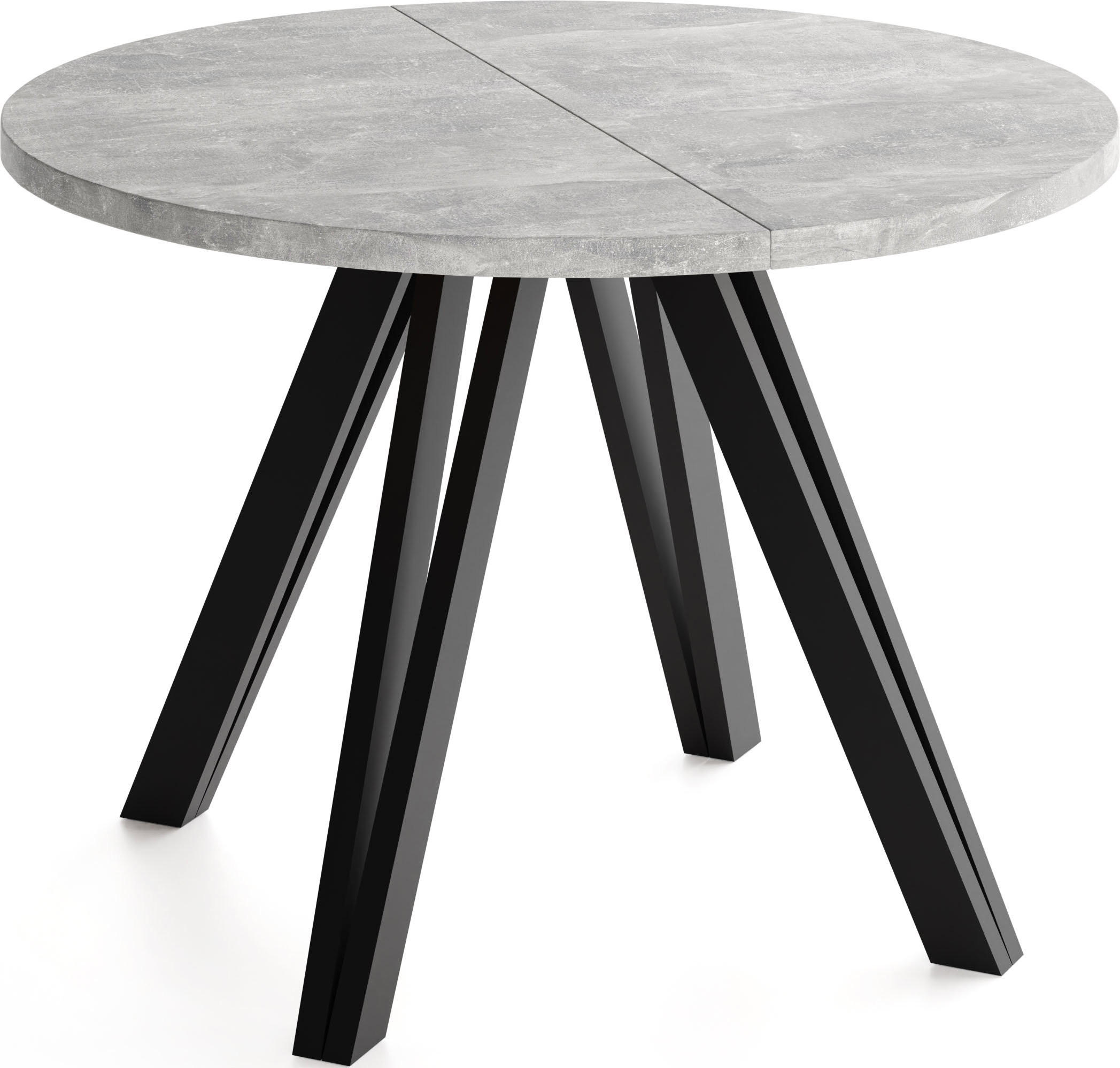 JEDALENSKY STOL Ravero Okruhly Rozkladaci, Beton Grau 100-180/100/77 cm - čierna/sivá, drevo/kompozitné drevo (100/180/76.5cm) - WFL GROUP
