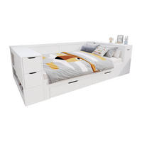 KINDERBETT 140/200 cm in Weiß Tagesbett mit Schublade, Schränken und Nachttisch - Weiß, Holzwerkstoff (140/200cm) - STILVORA