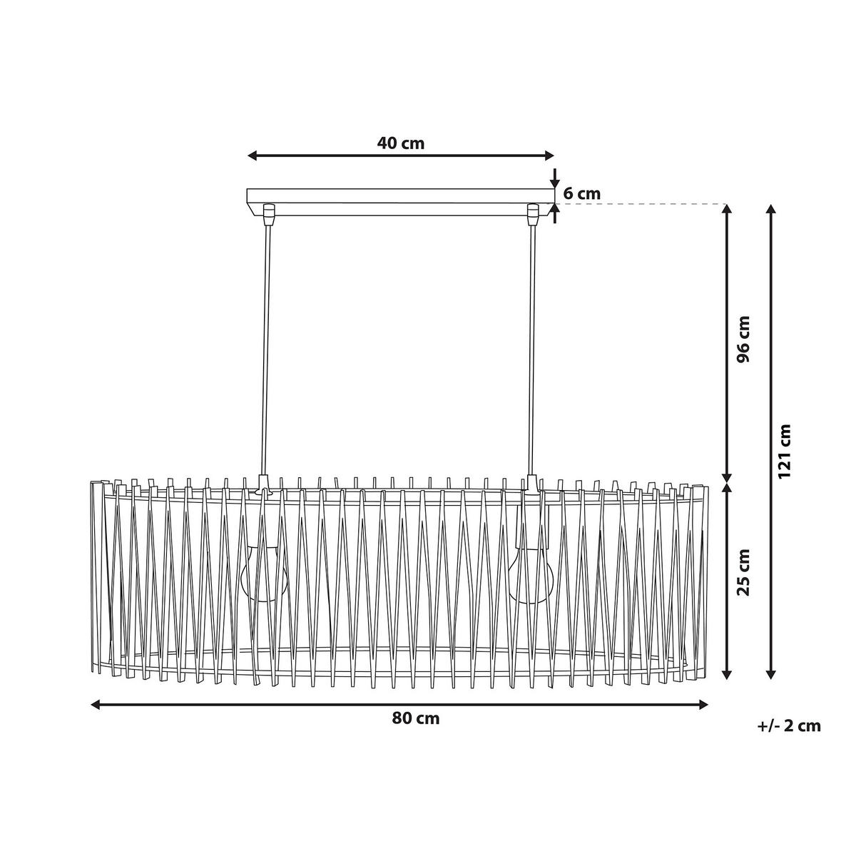 HÄNGELEUCHTE Chari 25/80/124 cm - Hellbraun, Holzwerkstoff (25/80/124cm) - Beliani