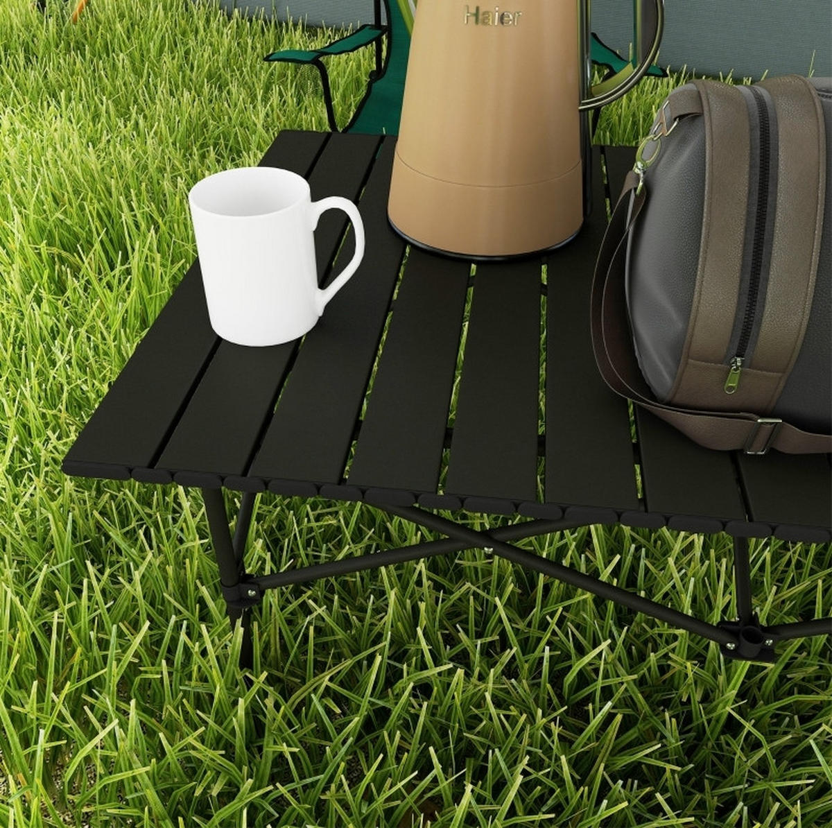 GARTENTISCH aus Stahl 65x45x45/35 cm Schwarz im 2er Set - Schwarz, Metall (95/55/50cm) - Modfu