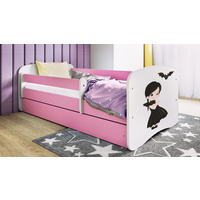 KINDERBETT Mädchen in Schwarz 80x180 cm mit Schublade, Rausfallschutz & Lattenrost, Rosa - Rosa, Holzwerkstoff (80/180cm) - RAUMHIRSCH FURNITURE