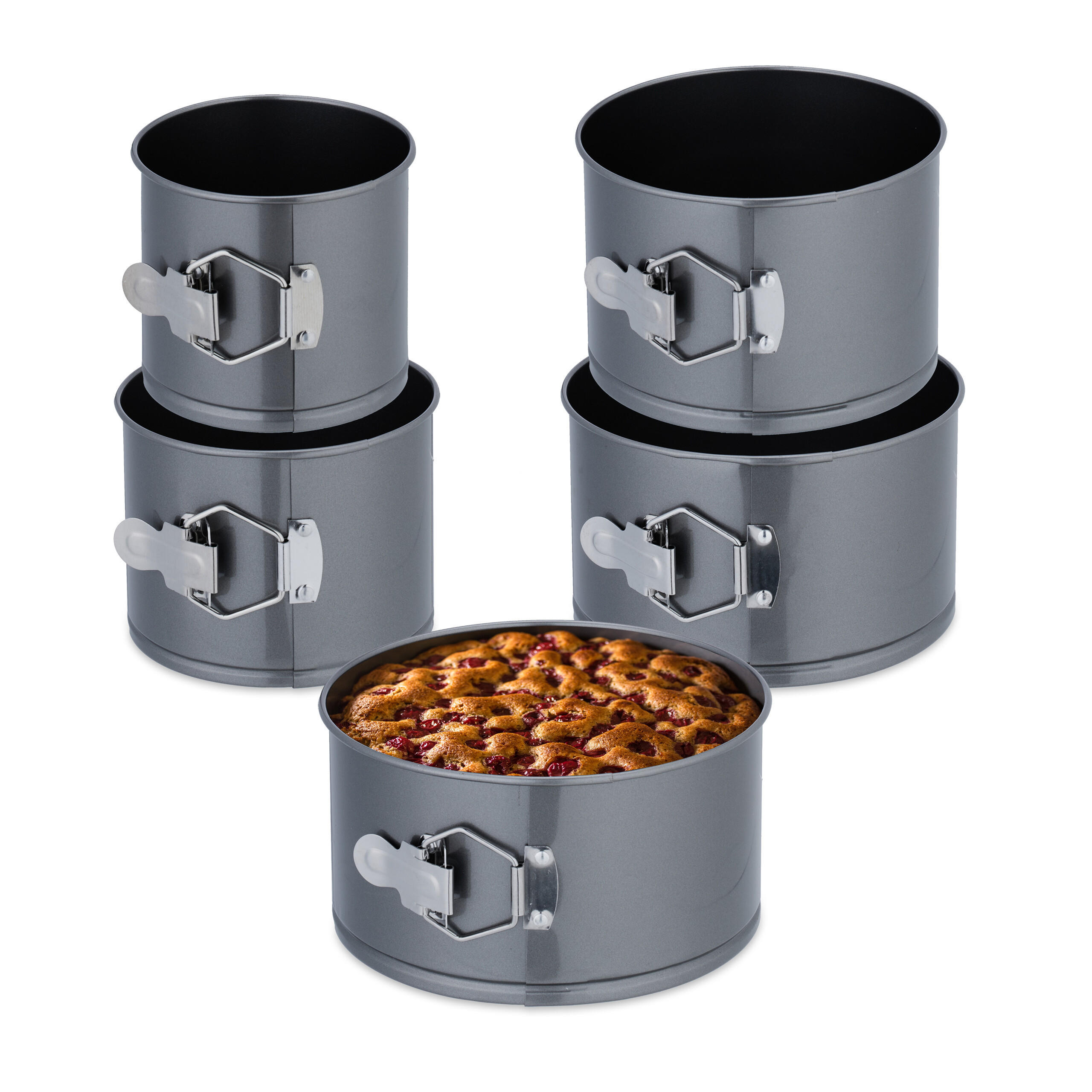 5-TLG.SPRINGFORM-SET - Anthrazit, Metall (20/11/20cm) - Relaxdays
