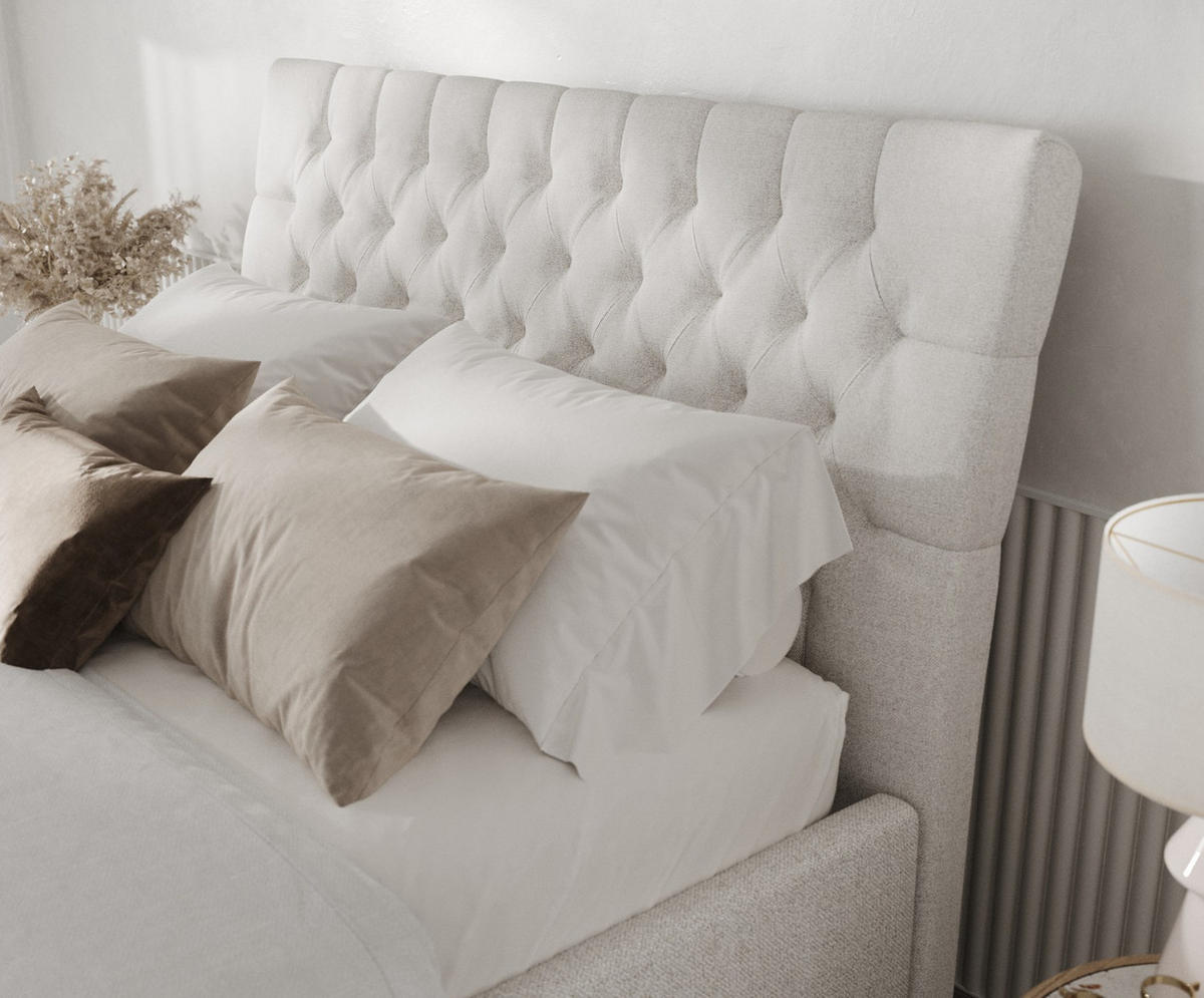 POLSTERBETT Lira 120/200 cm Hellbeige im Riva Stoff - Beige/Naturfarben, Holz/Holzwerkstoff (120/200cm) - AltaBeds