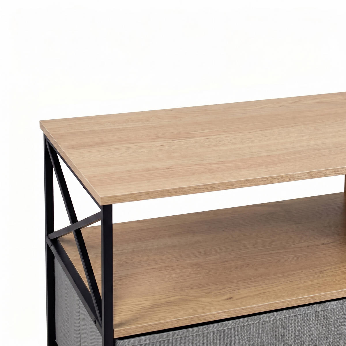 TV-LOWBOARD Greige-Schwarz Stoffschubladen 170 cm - Multicolor, Holzwerkstoff/Textil (170/50/40cm) - Relaxdays