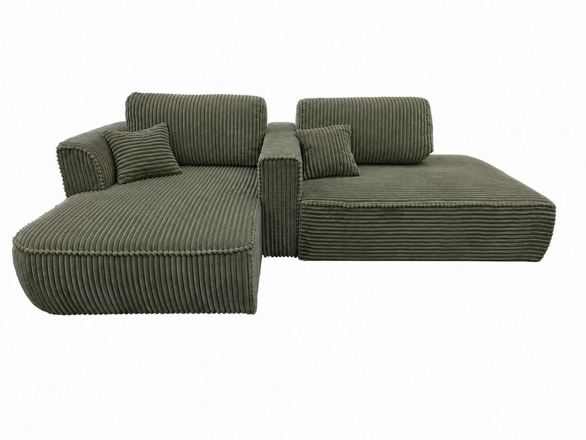 BIGSOFA COZI, Hellgrün mit Cordbezug - Hellgrün, Kunststoff/Textil (240/87/180cm) - KS Home Concept