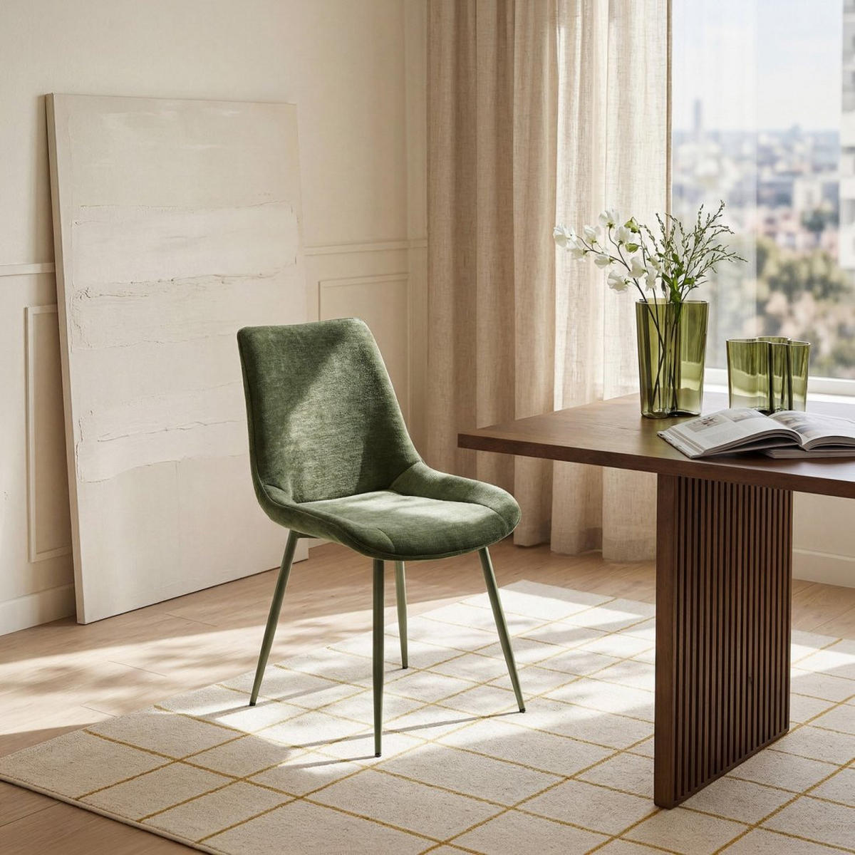 ESSZIMMERSTUHL Niro Grün 50 cm x 86 cm 4er-Set - Grün, Textil (50/86/58cm) - Klast Home
