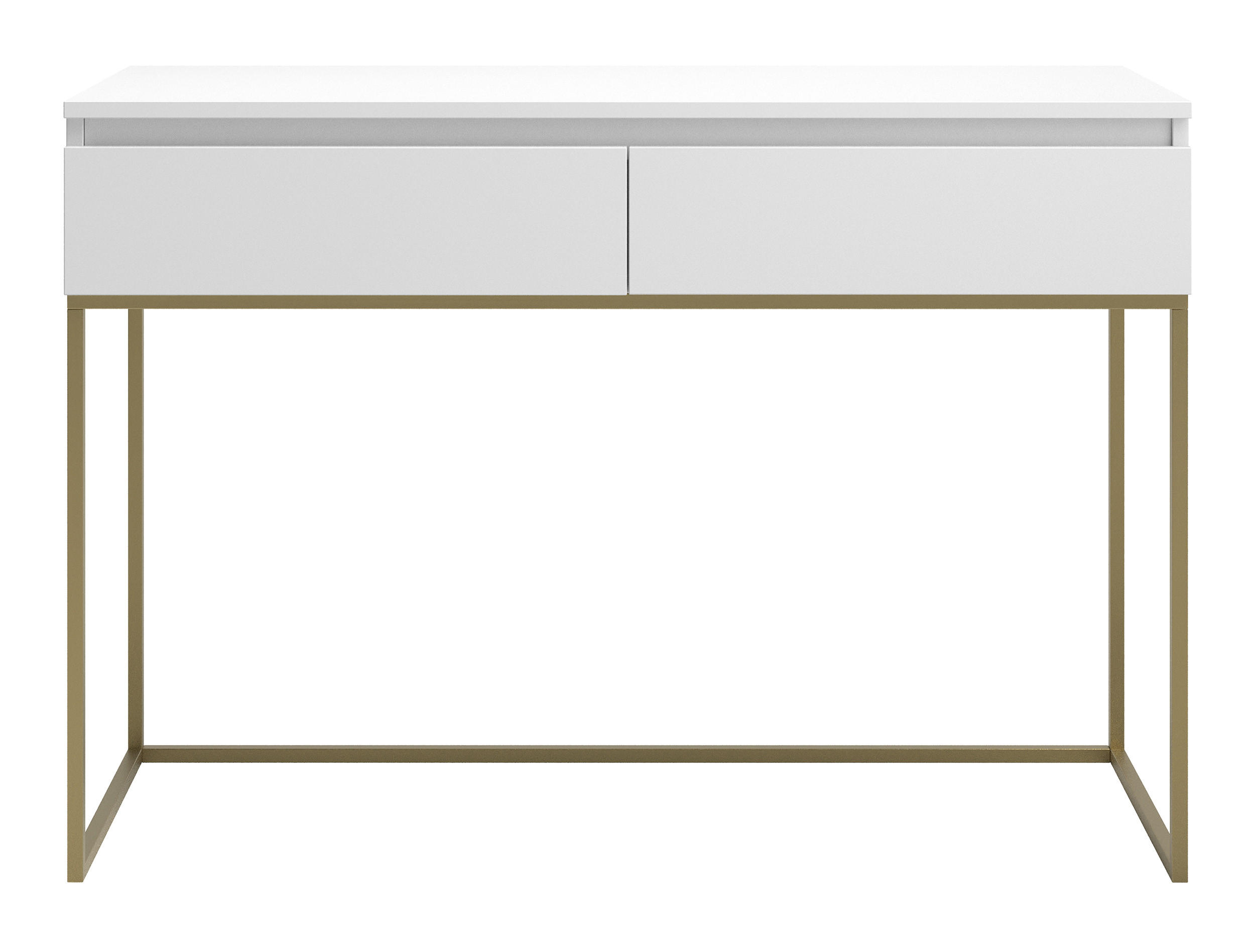 SCHMINKTISCH Bemmi Weiß mit goldenen Metallbeinen - Goldfarben/Weiß, Holzwerkstoff/Metall (120/80/50cm) - Selsey