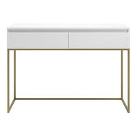 SCHMINKTISCH Bemmi Weiß mit goldenen Metallbeinen - Goldfarben/Weiß, Holzwerkstoff/Metall (120/80/50cm) - Selsey