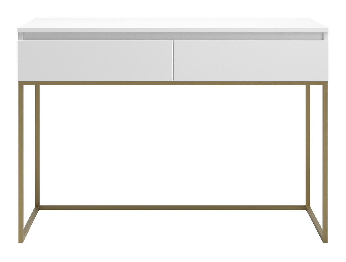 SCHMINKTISCH Bemmi Weiß mit goldenen Metallbeinen - Goldfarben/Weiß, Holzwerkstoff/Metall (120/80/50cm) - Selsey