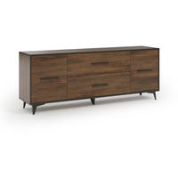 LOWBOARD Felia mit 2 Türen und 2 Schubladen - Walnussfarben/Schwarz, Holzwerkstoff (179/68/40cm) - Beautysofa