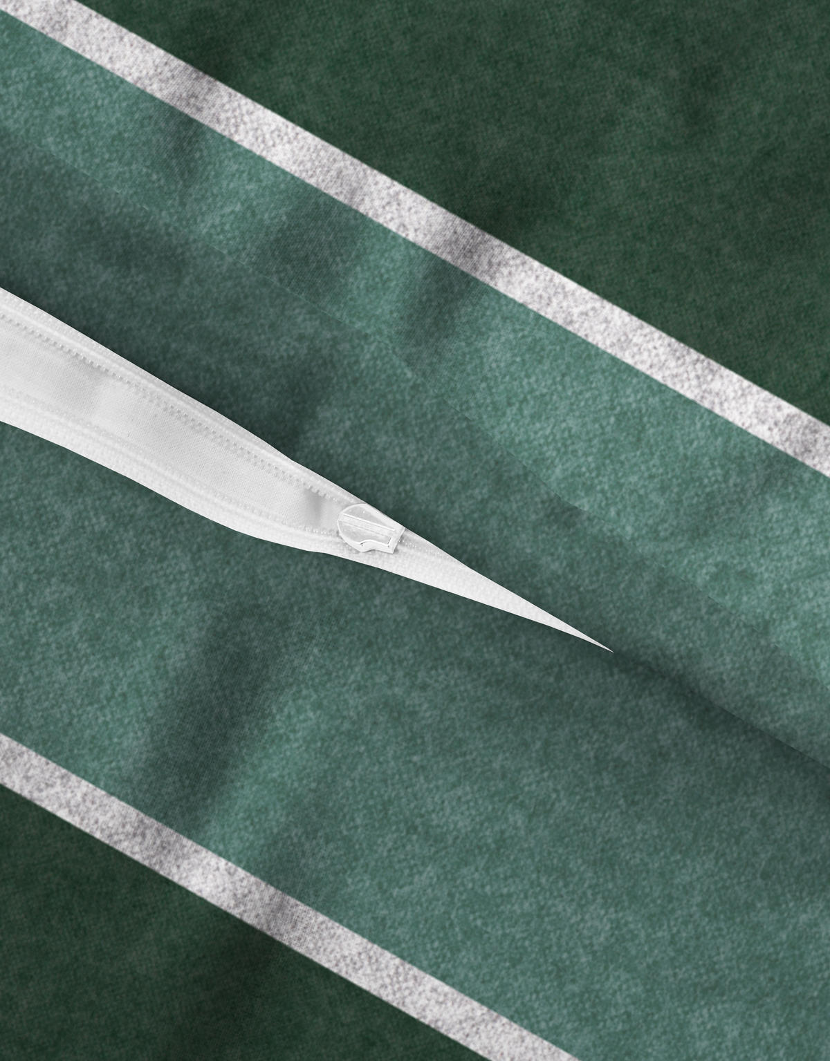 BETTWÄSCHE-GARNITUR Premium Melange Blockstreifen dunkelgrün, 135x200 cm + 80x80 cm - Dunkelgrün, Textil (135/200cm) - biberna