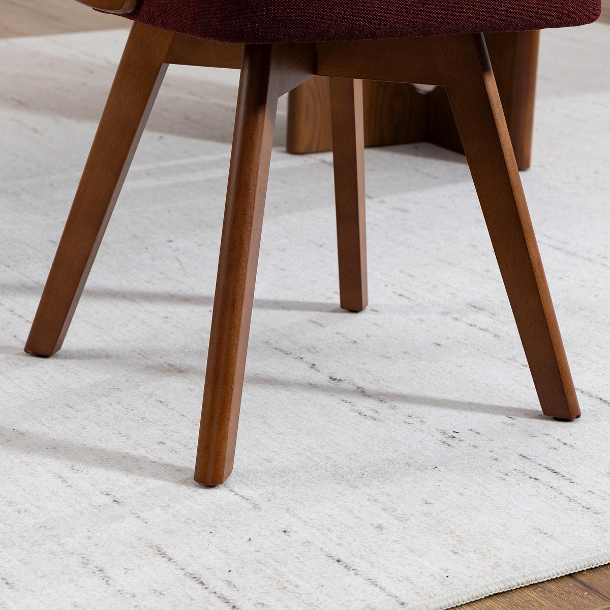 STUHL 2er-Set Esszimmerstuhl,360° drehbar,Massivholzrahmen,Leinenstoff,Rot - Rot, Holz (44/72/41cm) - LVHOM