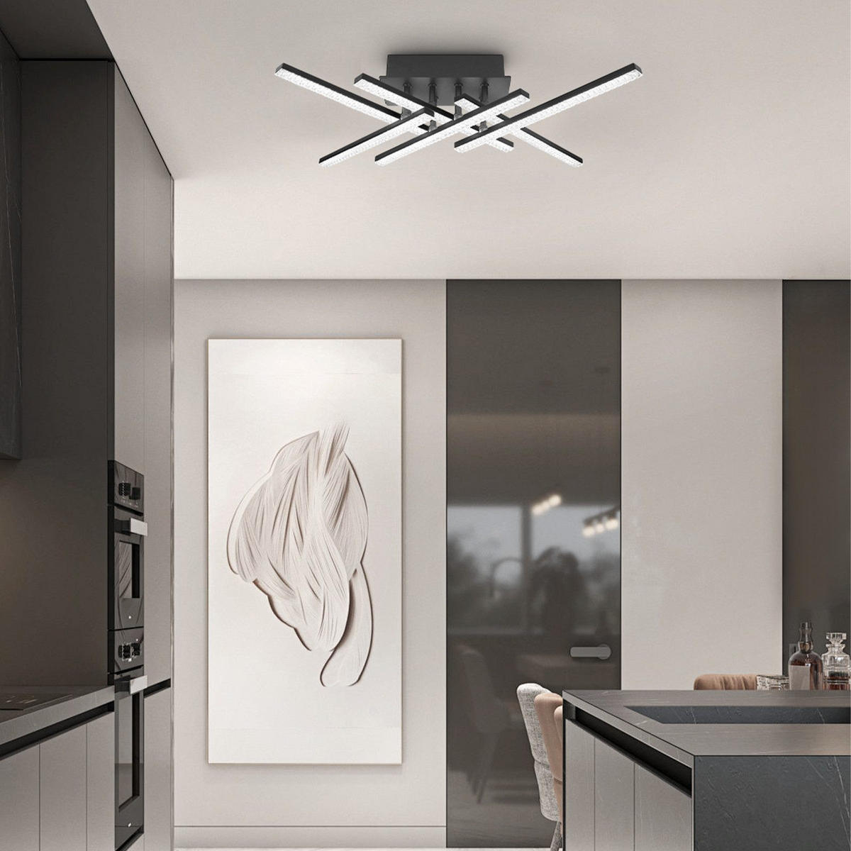 LED-DECKENLEUCHTE Kristallglanz 50/36/13 cm - Schwarz, Metall (50/36/13cm) - Nettlife