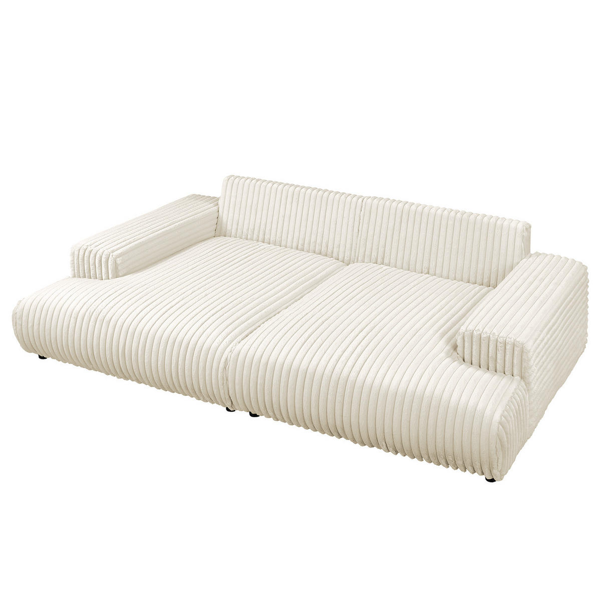 BIGSOFA - Creme/Schwarz, Kunststoff/Textil (237/79/144cm) - home24