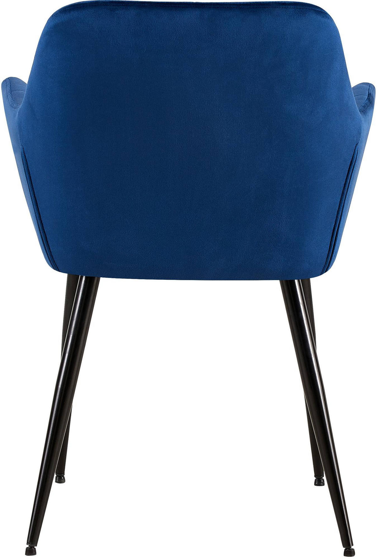 ARMLEHNENSTUHL 4er Set Samt Blau - Blau/Schwarz, Textil/Metall (56.5/84/61cm) - CLP