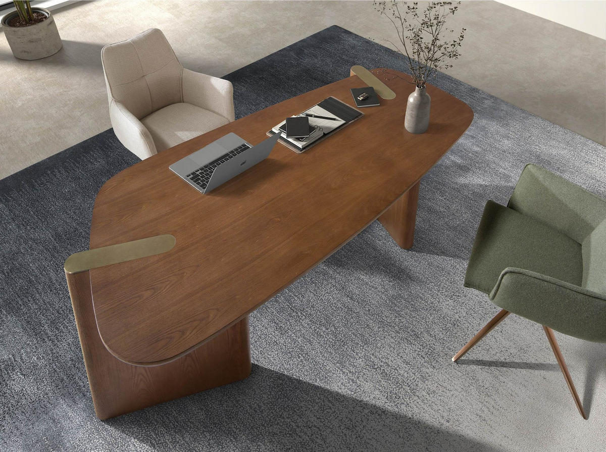 SCHREIBTISCH aus hellem Nussbaum 180/80/75 cm - Nussbaumfarben/Walnussfarben, Holz (80/180/75cm) - ANGEL CERDA