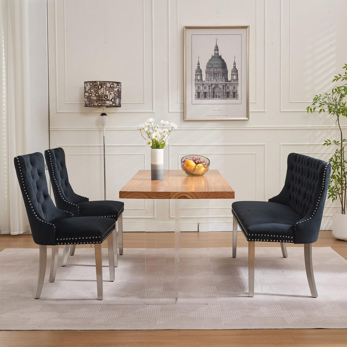 SITZBANK Zweisitzer für Esszimmer Samt Schwarz Edelstahlbeine - Schwarz, Metall (116/89.5/58.1cm) - Meubliv