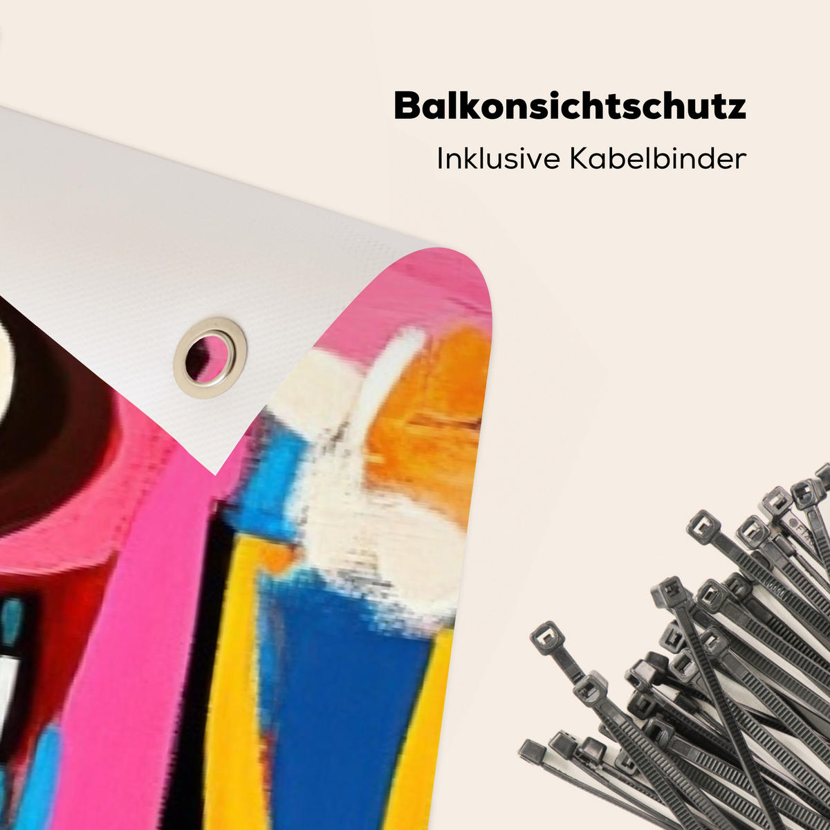 BALKON-SICHTSCHUTZ Abstrakt - Gesicht - Farbenfroh - Multicolor, Kunststoff (500/130cm) - MuchoWow