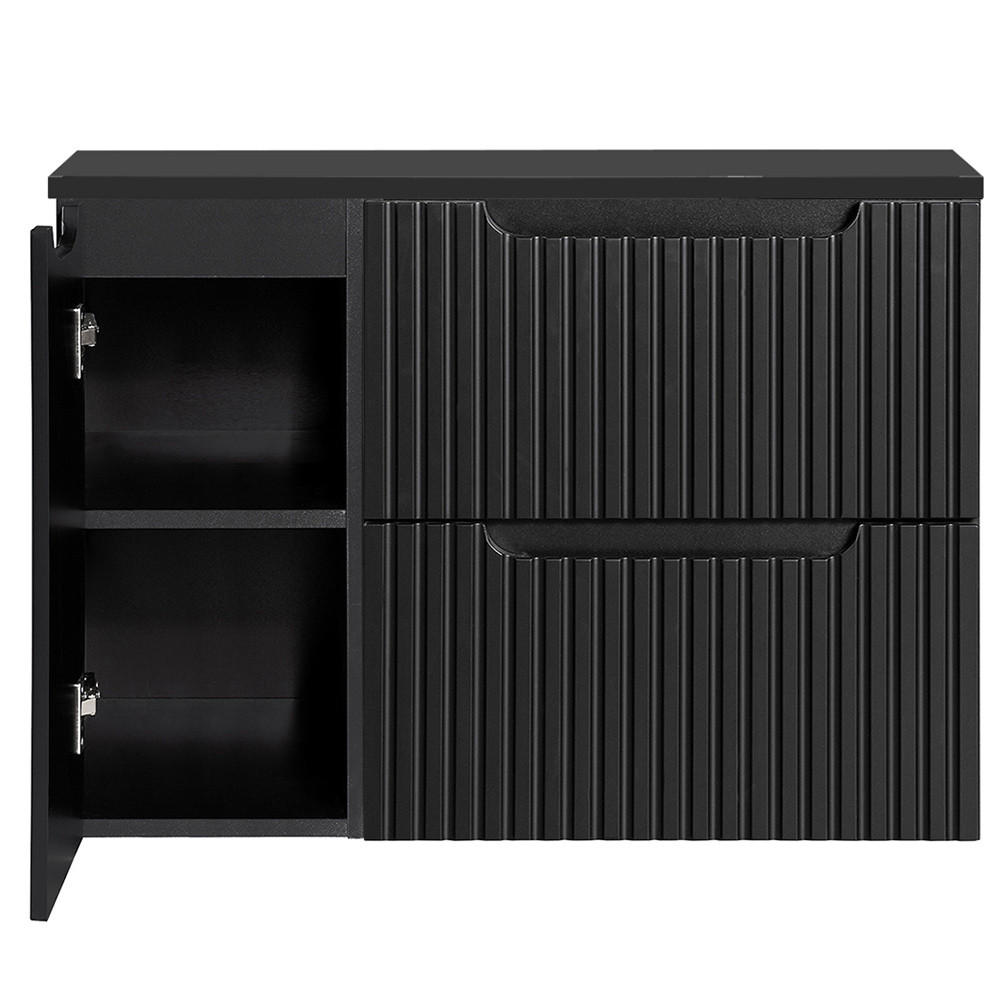 WASCHBECKENSCHRANK Newport-56 - Schwarz, Holzwerkstoff (90/60/40cm) - Lomado