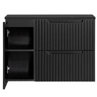 WASCHBECKENSCHRANK Newport-56 - Schwarz, Holzwerkstoff (90/60/40cm) - Lomado