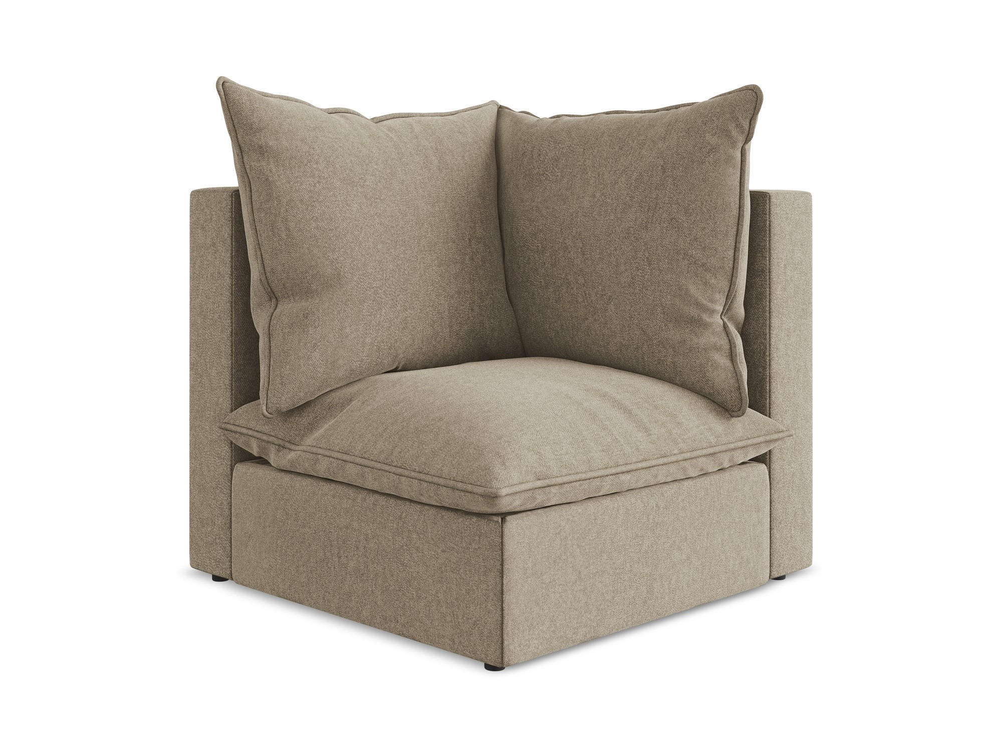 SOFAELEMENT Samt Stoff Beige - Beige/Schwarz, Holzwerkstoff/Kunststoff (90/77/90cm) - Makamii