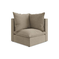 SOFAELEMENT Samt Stoff Beige - Beige/Schwarz, Holzwerkstoff/Kunststoff (90/77/90cm) - Makamii