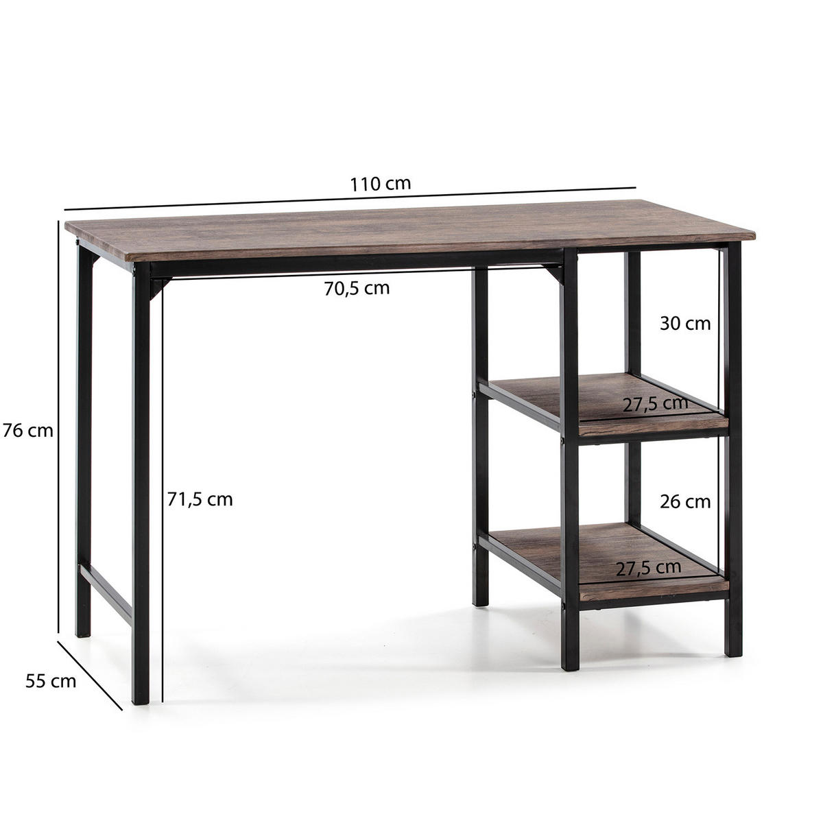 SCHREIBTISCH 110/55/76 Colon Schwarz - Schwarz, Holzwerkstoff (55/110/76cm) - VS Venta-stock