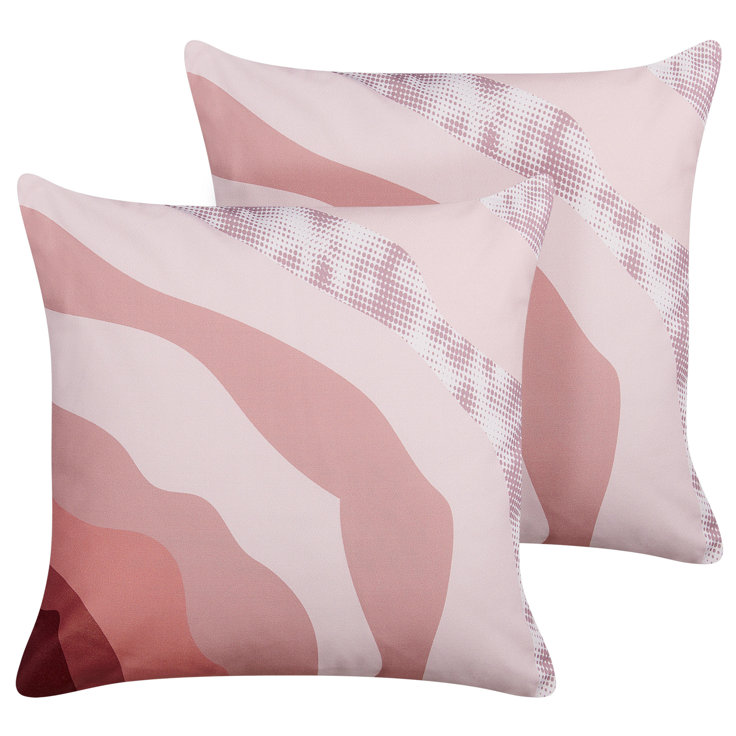 GARTENKISSEN 2er-Set abstraktem Motiv pastellrosa 45/45 cm Campei - Rosa, Textil (45/45cm) - Beliani