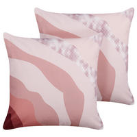 GARTENKISSEN 2er-Set abstraktem Motiv pastellrosa 45/45 cm Campei - Rosa, Textil (45/45cm) - Beliani