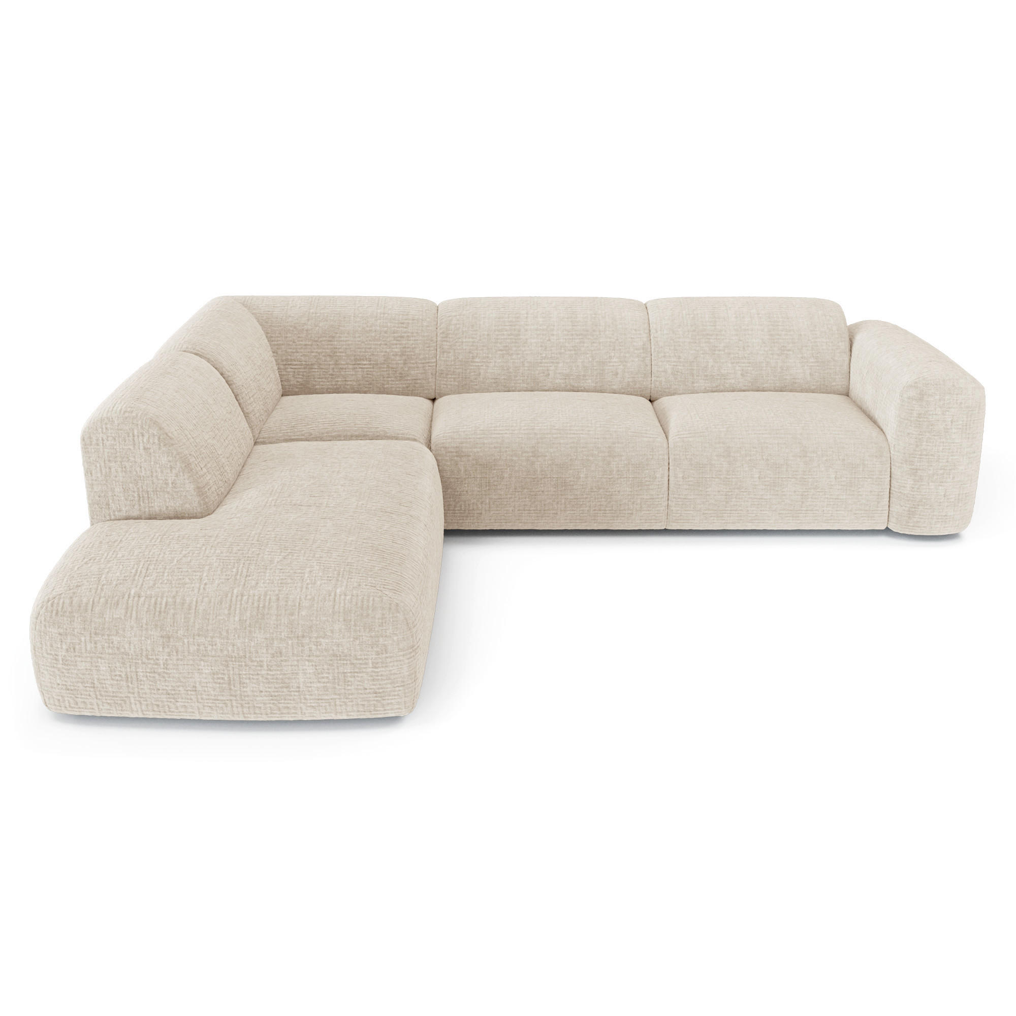 ECKSOFA LINKS Gemusterter Samt Creme 269cm - Creme, Textil (221/269cm) - Sia Home