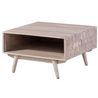 COUCHTISCH Akazie 70x70x40 weiß lackiert MOSAYK #216 - Weiß, Holzwerkstoff (70/70/40cm) - Massivmoebel24