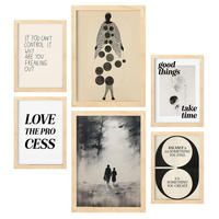 POSTER Set Mit 6 Abenteuerlich In Vielseitiger A3 & A4 Rahmen Aus Hellem Holz - Beige, Papier (29/3cm) - Nacnic