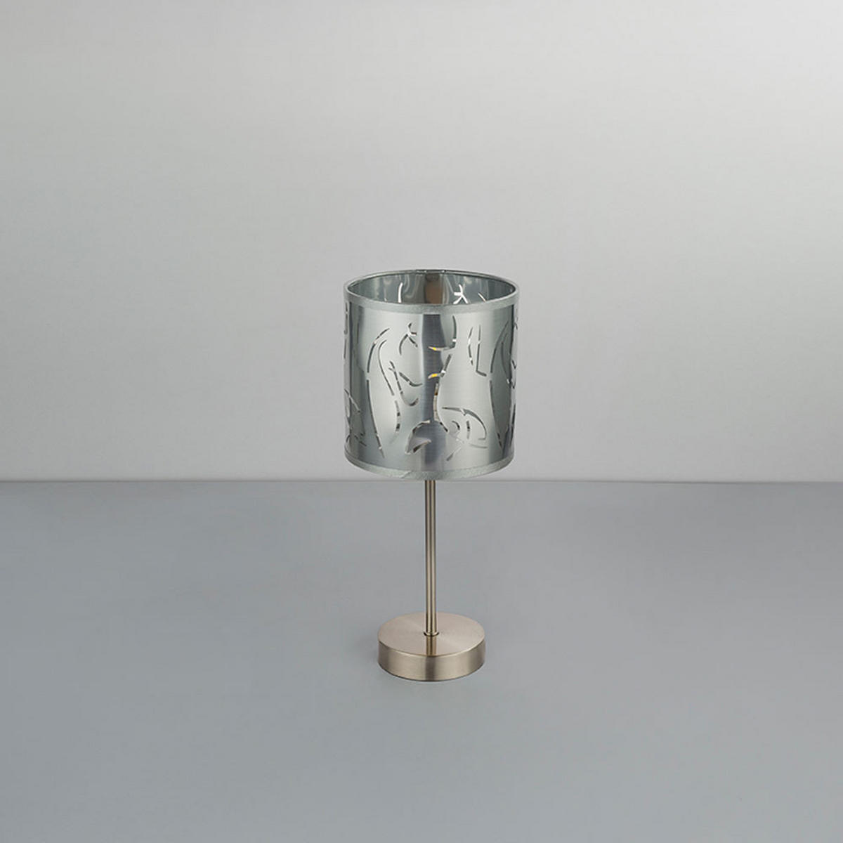 LED TISCHLEUCHTE Silber matt mit Dekorstanzungen - Silberfarben, Metall (15/15/35cm)