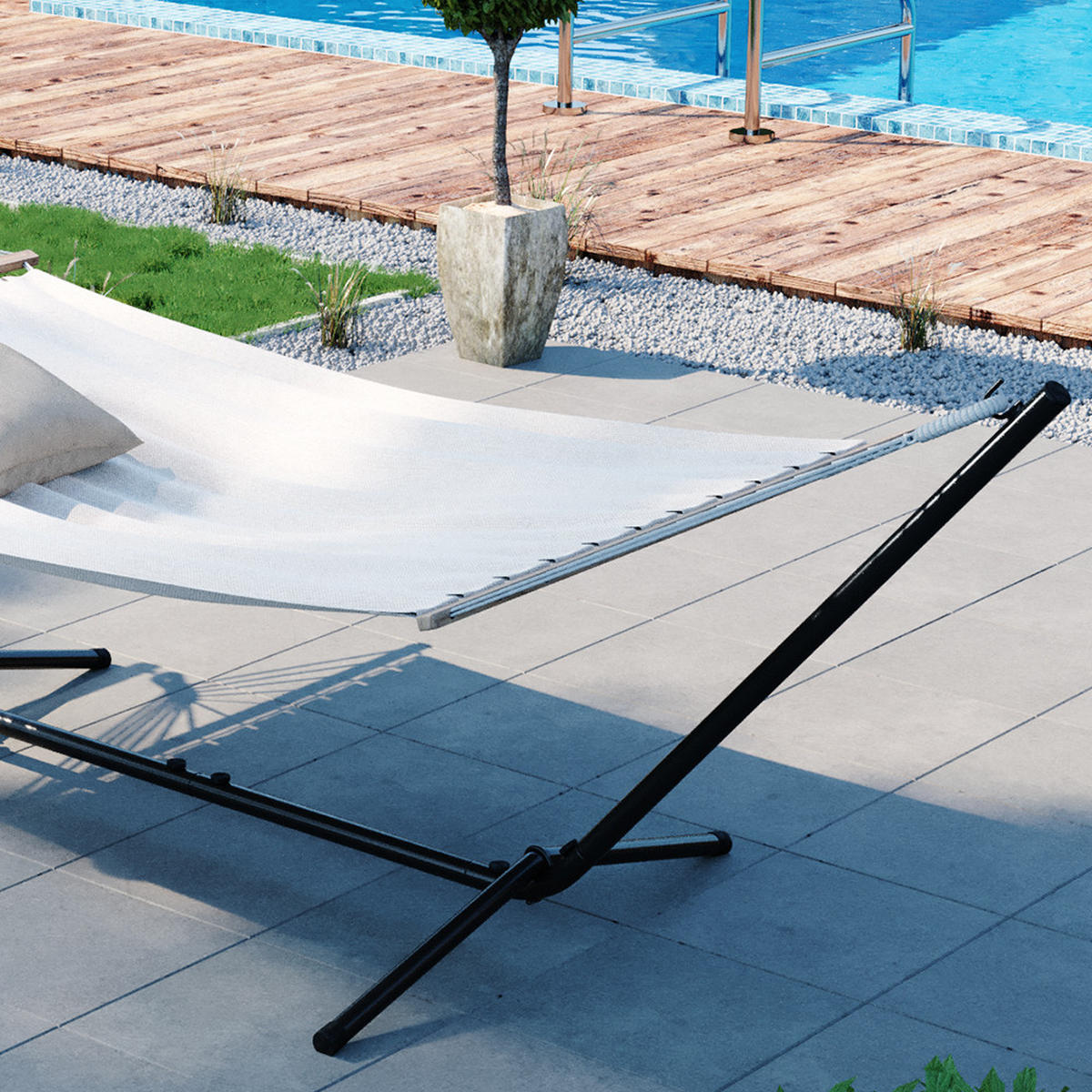 HÄNGEMATTENGESTELL Schwarz 362 cm - Schwarz, Metall (100/362/100cm) - OK-Living