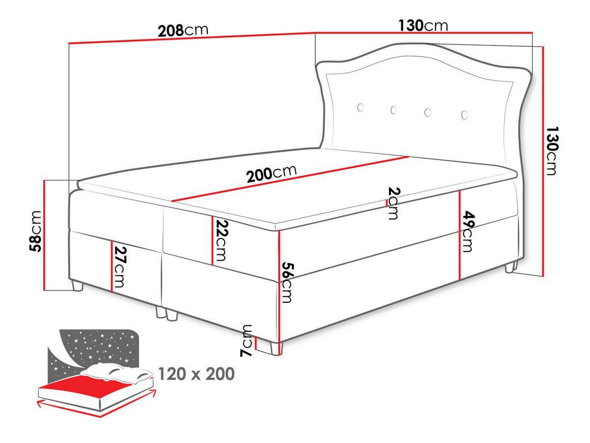 BOXBETT Bedran - Dunkelblau, Holz (120/200cm) - MIRJAN24