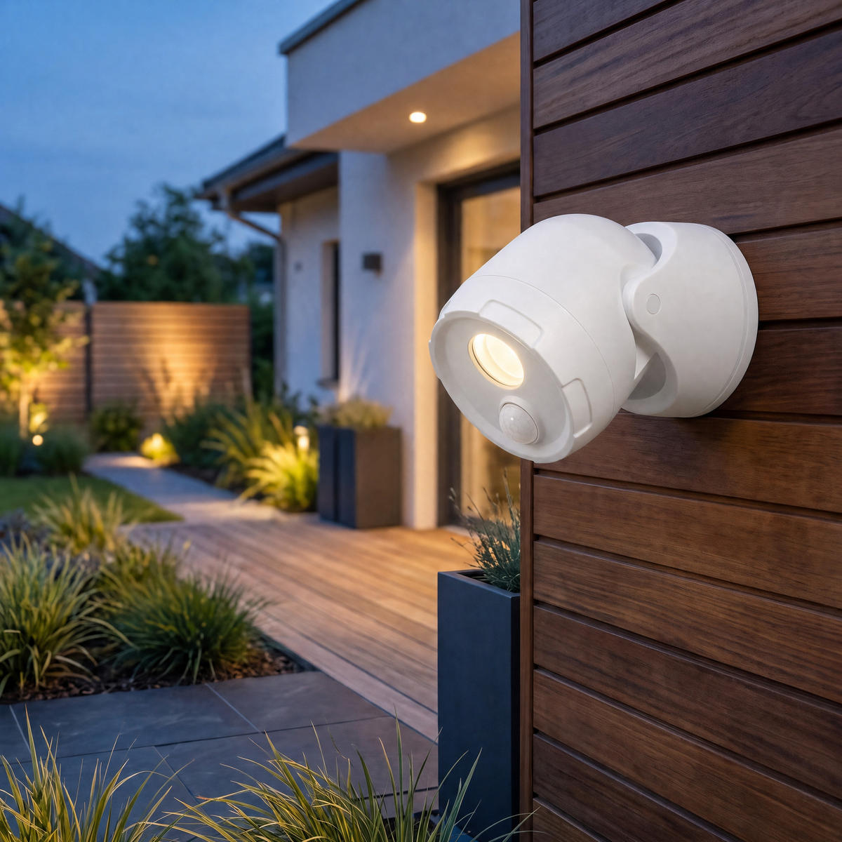 LED-BATTERIE-SPOT-STRAHLER - mit Bewegungsmelder und Erdspieß für Außenbereich, 3er-Set D-Batterien inklusive - Weiß, Kunststoff (10.9/10.9/17cm) - Northpoint