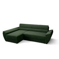 ECKSOFA L REBI L3 Poso 14 Links mit Schlaffunktion, Grün - Grün, Textil (251/140cm)