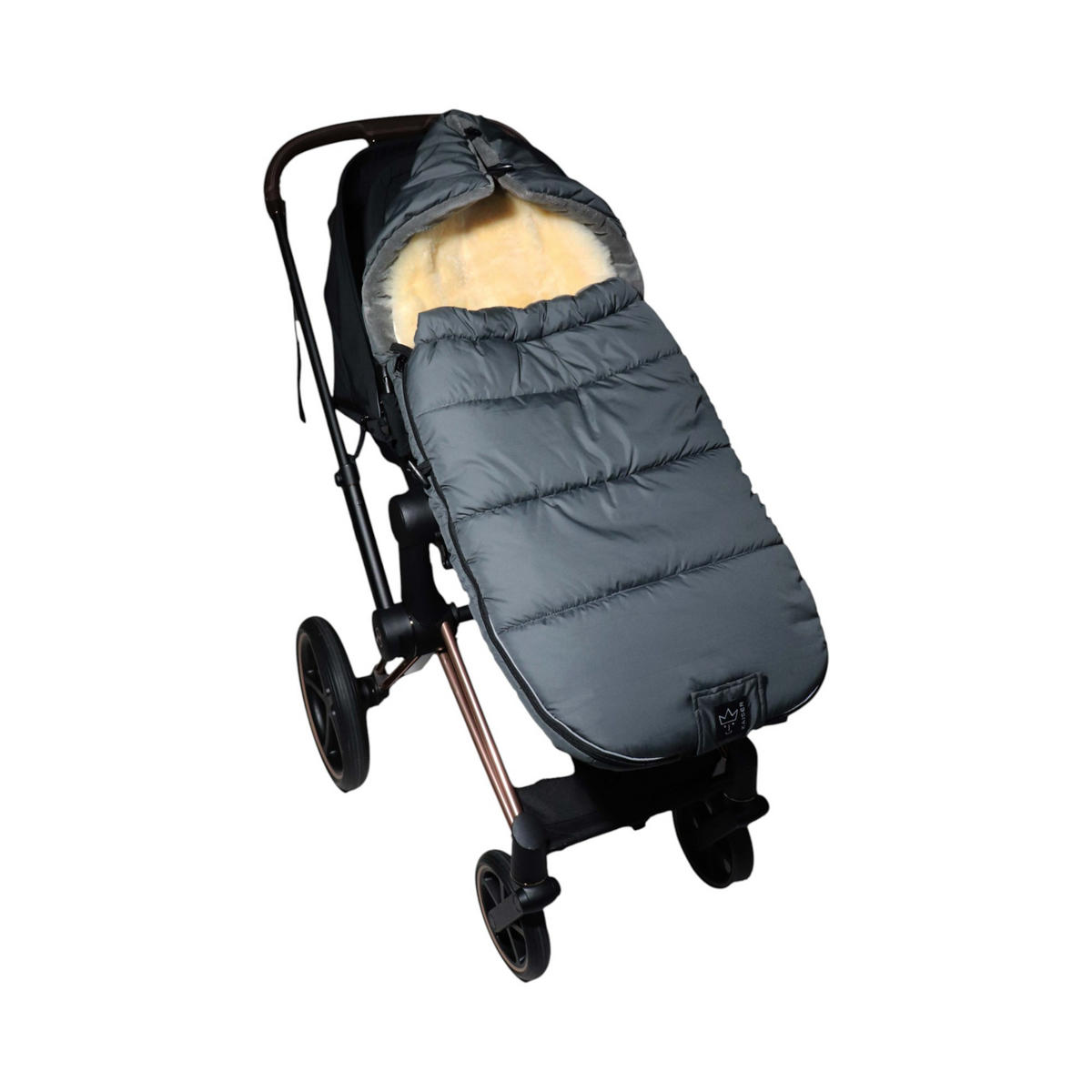 KINDERWAGENFUSSSACK Sheep mit Lammfelleinlage, anthracite - Grau, Textil/Fell (45/100cm) - Kaiserbaby