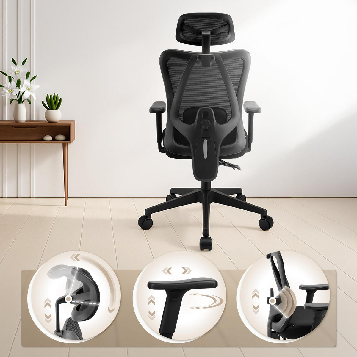 CHEFSESSEL Stoff Schwarz - Schwarz, Kunststoff/Textil (66/113/59cm) - CLP