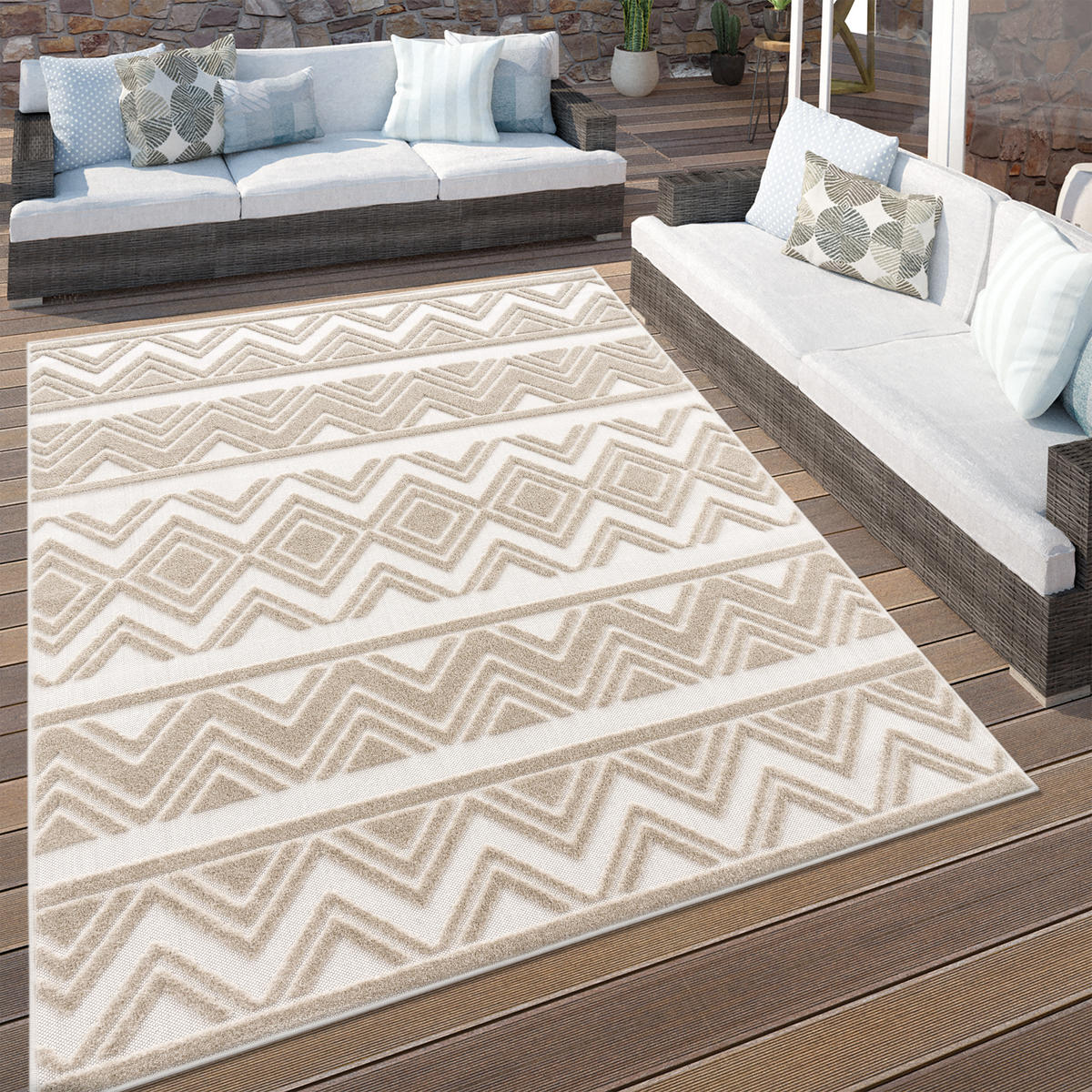 OUTDOORTEPPICH 60/100 cm Stilo 869 - Beige, Textil (60/100cm) - Paco Home